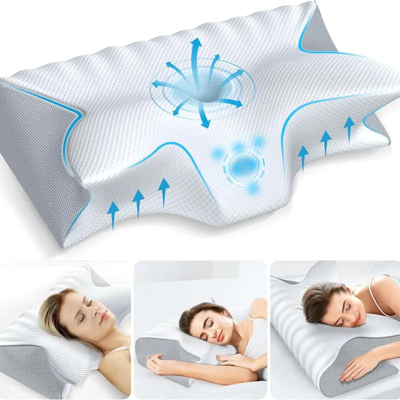 Vuteehy Cervical Neck Pillow Memory Foam Neck Pillow Bed Pillow for Side Back Sleepers Soft Comfortable Pillow Sleep Pillow Pillow Bed Bedroom Accessories