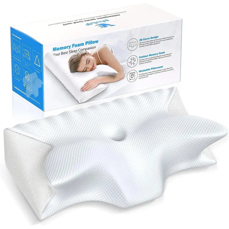 Vuteehy Cervical Neck Pillow Memory Foam Neck Pillow Bed Pillow for Side Back Sleepers Soft Comfortable Pillow Sleep Pillow Pillow Bed Bedroom Accessories